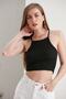 Women's Black Thin Strap Halter Neck Crop Blouse - 2