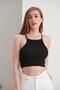 Women's Black Thin Strap Halter Neck Crop Blouse - 3