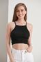 Women's Black Thin Strap Halter Neck Crop Blouse - 4