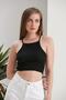 Women's Black Thin Strap Halter Neck Crop Blouse - 5