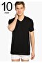 Men's Black 10 Pack Ribbed V-Neck Undershirt Elf568Tccm10 New Season