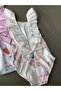 Girl's Swimsuit Floral Pattern Special Design Pink Ruffled Bow Flower - 4
