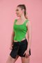 Women's Green Square Collar Stony Tassel Waist Detailed Summer Strap Crop - 6