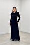 Chiffon Fabric Cape Detailed Evening Dress - BLACK - 3