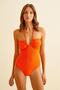 Textured Pomegranate Flower Halter Neck Swimsuit