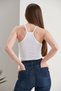 Women's White Thin Strap Halter Neck Crop Blouse - 8
