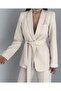 Women's Belted Jacket Trousers Set Stone - 3