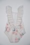 Girl's Swimsuit Floral Pattern Special Design Pink Ruffled Bow Flower - 2