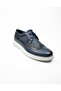1062 Navy Blue Leather Men's Casual Shoes - 4