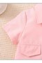 Girl's Stylish Combination with Short Sleeve Jacket, Pleated Skirt and Strappy Blouse Detail - 3