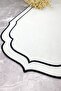 مفرش طاولة بتأثير الكتان، مطرز بحافة مزدوجة، بمقاس 40×140 سم، باللون الأسود - 2