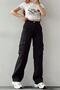 Press Women's Lycra Black No Back Pocket Model Cargo Palazzo Trousers