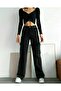 Press Women's Lycra Black No Back Pocket Model Cargo Palazzo Trousers - 7