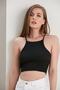 Women's Black Thin Strap Halter Neck Crop Blouse - 7