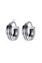 Striped Classic Design Flat Hoop Model 316L Steel Men's Earrings - 2