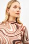 Women's Brown Cream Patterned Turtleneck Blouse - 3