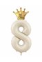 Crown Foil Balloon Set Cream Color 8 Year Old Balloon Foil Set 80 Cm Concept Birthday Set Age Balloon Set