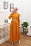 women's crew neck polka dot islamic dress RSSN45 - Mustard