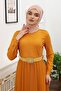 women's crew neck polka dot islamic dress RSSN45 - Mustard - 5
