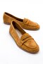 F02 Mustard Suede Genuine Leather Women's Loafer Shoes