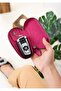 Genuine Leather Pink Zippered Home Car Keychain