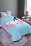Blue Cloth Rabbit Patterned Single Pique Set and Bedspread