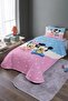 Pink Blue Mickey and Minnie Patterned Single Pique Set and Bedspread