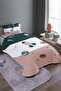 Retro Green Spacecraft Patterned Single Pique Set and Bedspread - 2