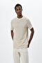 Men's Beige Striped T-Shirt