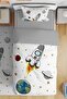 White Space and Rocket Patterned Single Baby Kids Bedding Set