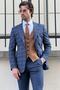 Slim-Fit Men's Wool Combination Suit with Plaid Vest - 2