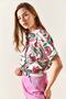 Women's Fuchsia Green Bat Linen Blend Shirt GML-19001121 - 5