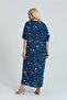 LARGE SIZE COMFORTABLE FIT WOVEN VISCOSE LOOSE DOUBLE POCKET V-NECK DRESS - 5