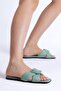Women's Aqua Green Buckle-Front Cross-Strapped Slippers