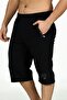 Black Men's Elastic Waist Pocket Cotton Two Thread Large Size Capri EDY201169B-S