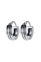 Striped Classic Design Flat Hoop Model 316L Steel Men's Earrings - 3