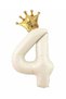 Crown Foil Balloon Set Cream Color 4 Year Old Balloon Foil Set 76cm Concept Birthday Set Age Balloon Set