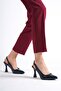 Genuine Leather Navy Blue Women's Heeled Leather Shoes Shn-0824 - 2