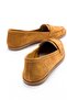 F02 Mustard Suede Genuine Leather Women's Loafer Shoes - 3