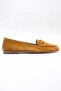 F02 Mustard Suede Genuine Leather Women's Loafer Shoes - 6