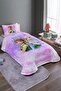 Pink Green Dream Castle Anna and Elsa Brothers Patterned Single Pique Set and Bedspread - 2