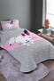 Gray Cloth Rabbit Patterned Single Pique Set and Bedspread