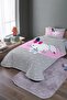 Gray Cloth Rabbit Patterned Single Pique Set and Bedspread - 2
