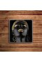 African Woman Printed Natural Stone Travertine Coasters Set of 4 - 3