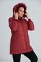 Plus Size Hooded Claret Red Coat - 3