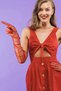 Long Tulle Red Wedding Gloves - 2