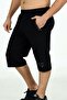 Black Men's Elastic Waist Pocket Cotton Two Thread Large Size Capri EDY201169B-S - 6
