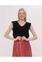 Women's Black Openwork Blouse - 2