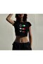 Yes Music No Some Things Patterned Black Color Harajuku Women's Crop Blouse T-Shirt