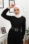 women's tulle belt islamic dress RSSN45 - Black - 3